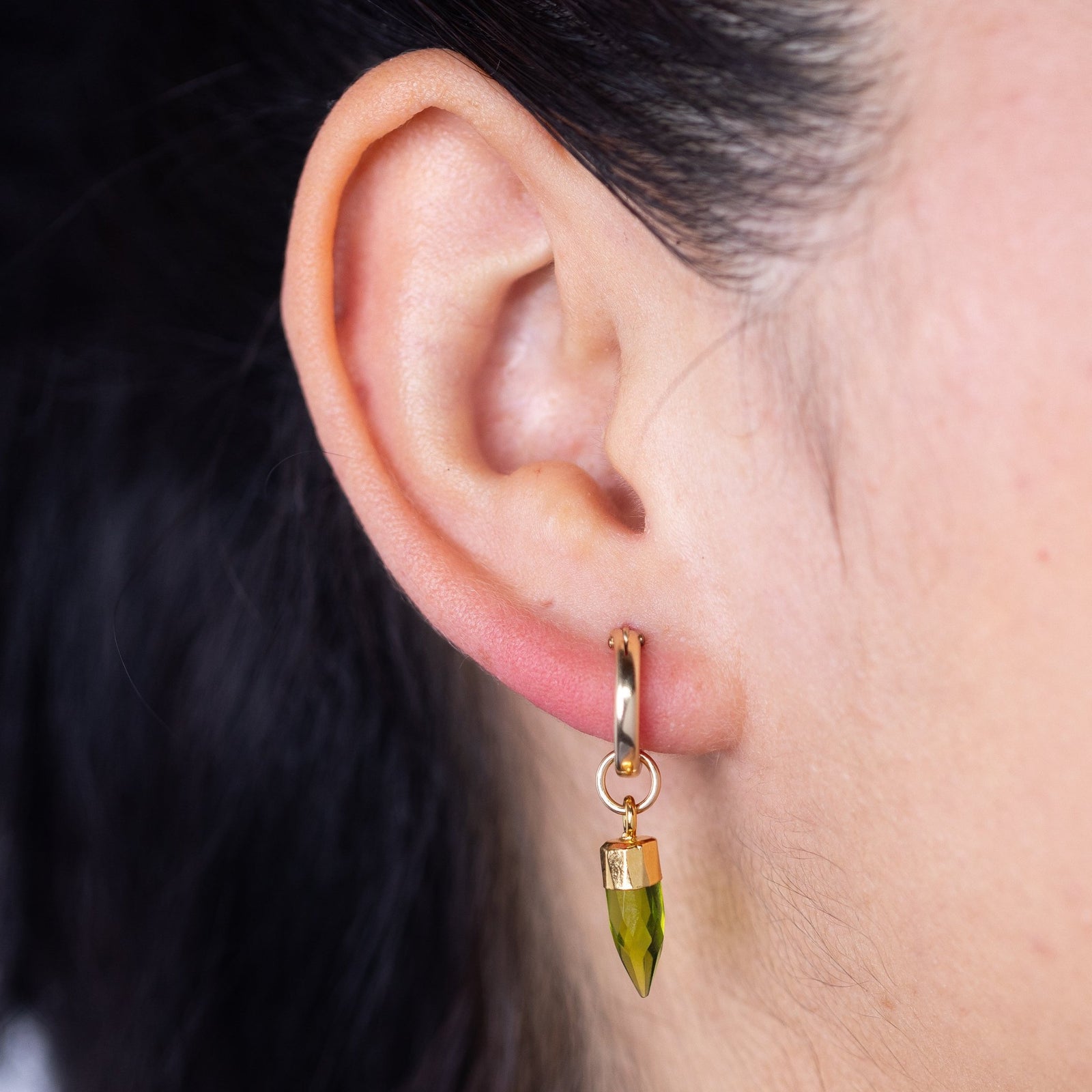 Peridot Spike Gold Hoop