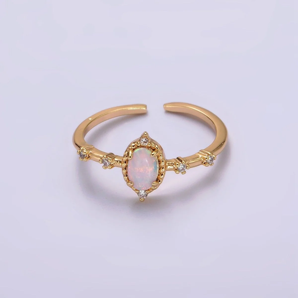 Large Opal Adjustable Gold Ring