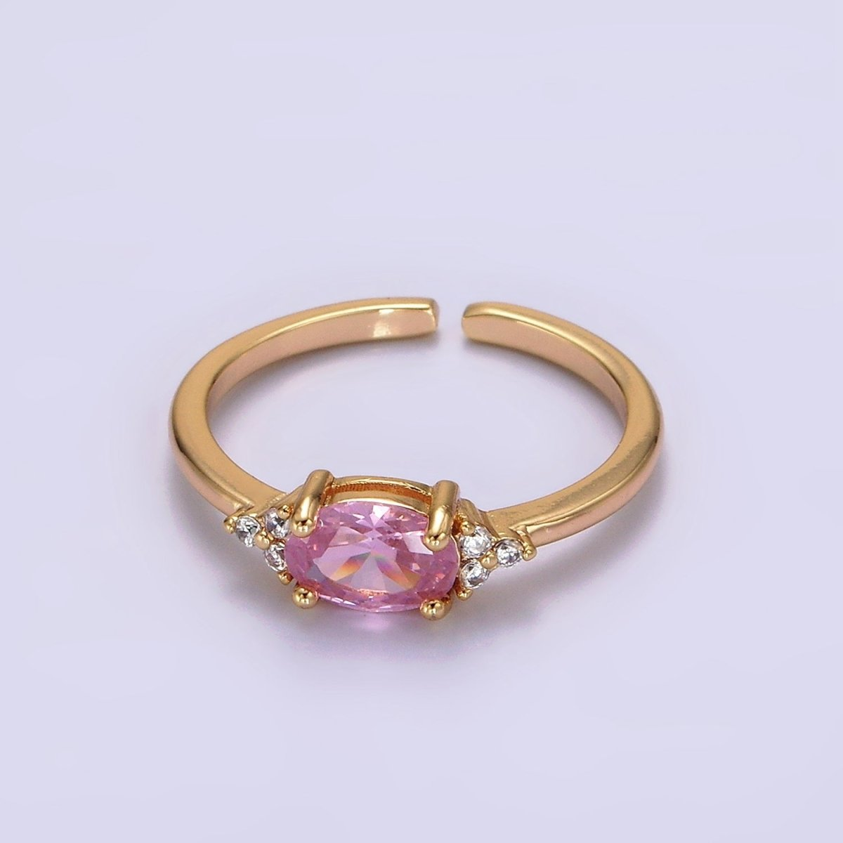 Pink Cubic Zirconia Adjustable Gold Ring