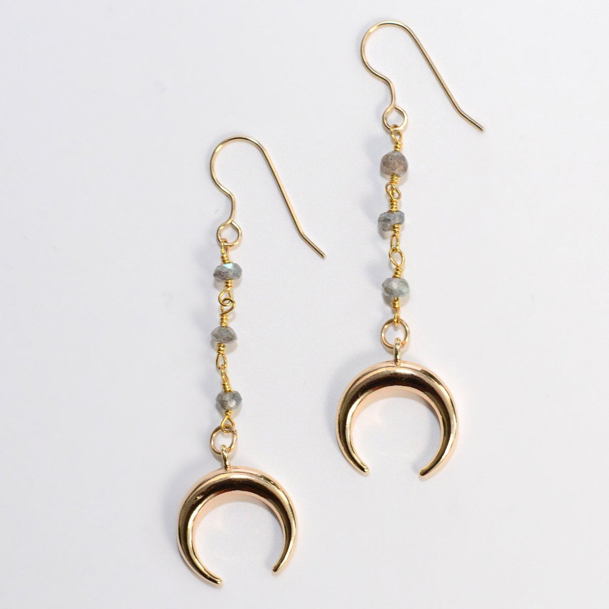 Crescent Moon with Labradorite Dangle Earring