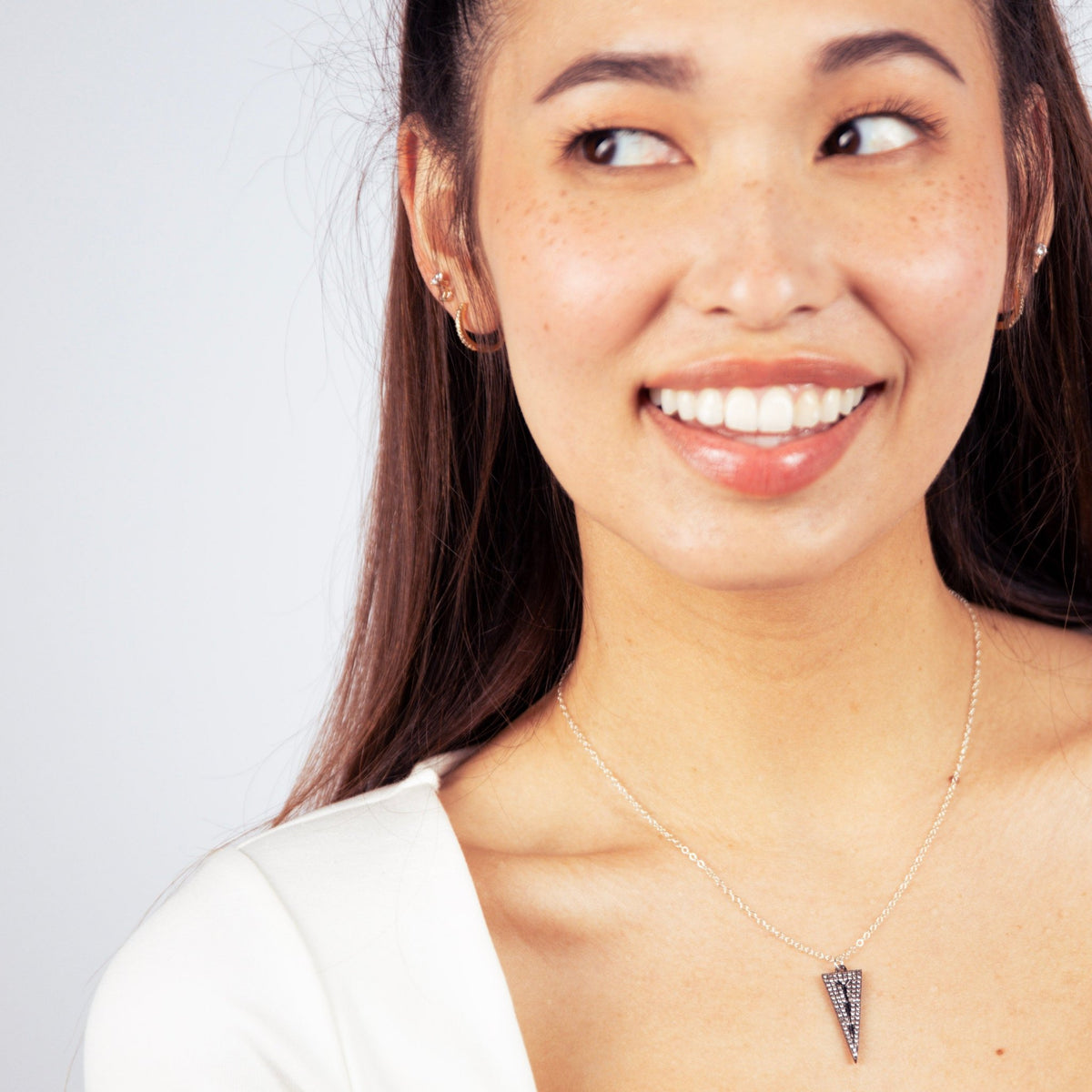 Triangle Silver Cubic Charm Necklace