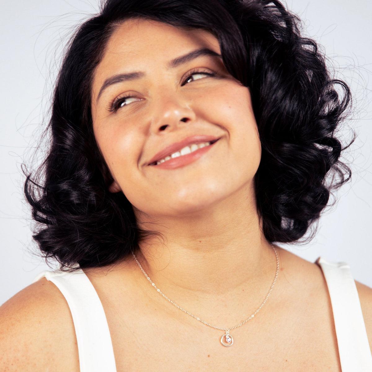 Pink Infinity Circle Silver Charm Necklace