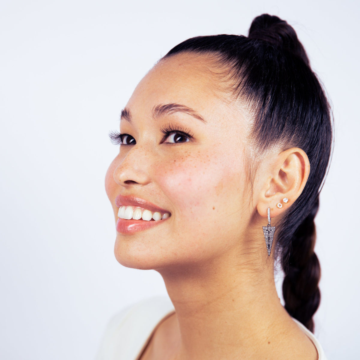 Triangle Silver Cubic Huggie