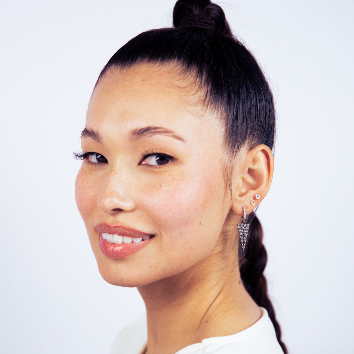 Triangle Silver Cubic Huggie