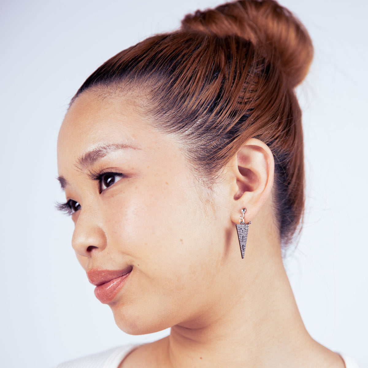 Triangle Silver Cubic Huggie