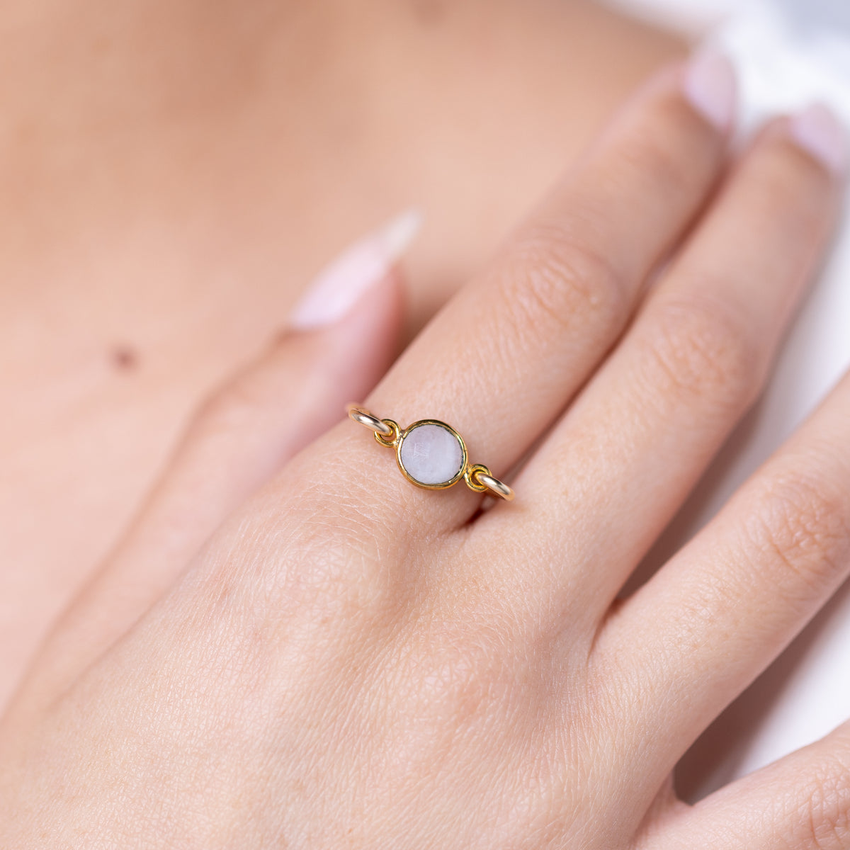 Dainty Moonstone Gold Ring