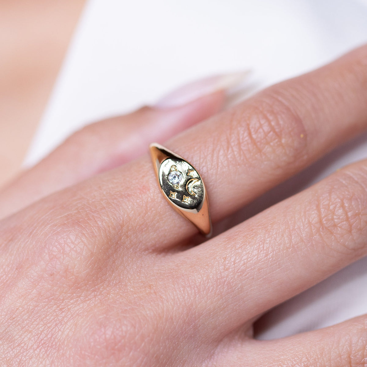 Galaxy Signet Adjustable Gold Ring