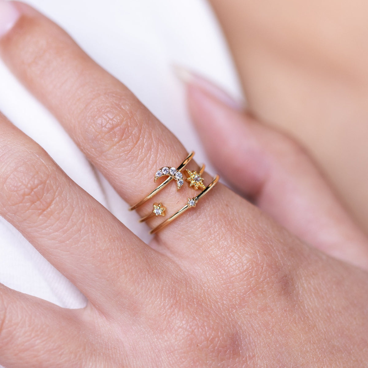 Stargazing Stack Adjustable Gold Ring