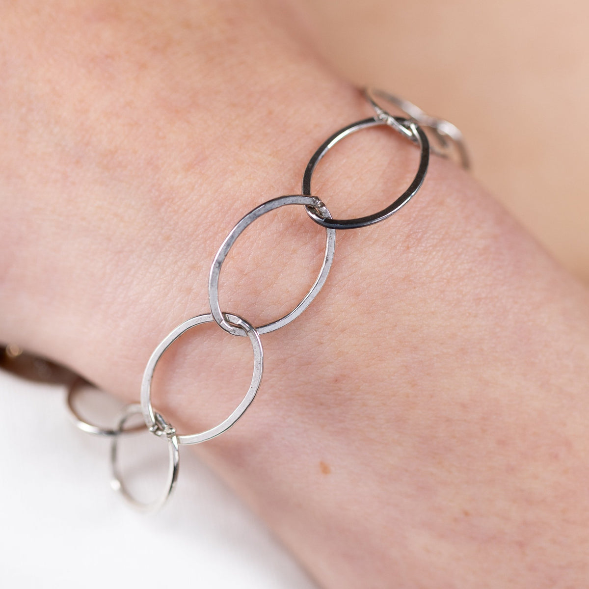 Statement Oval Chain Silver Bracelet