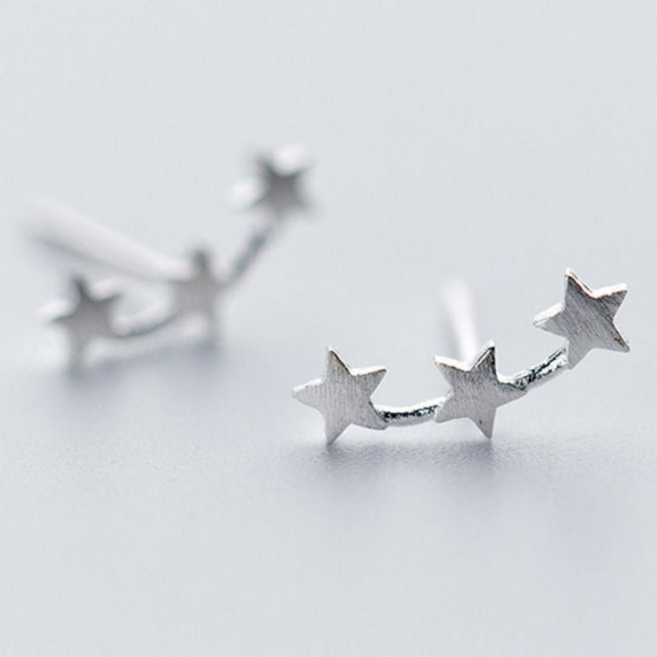 Triple Star Silver Stud Earring