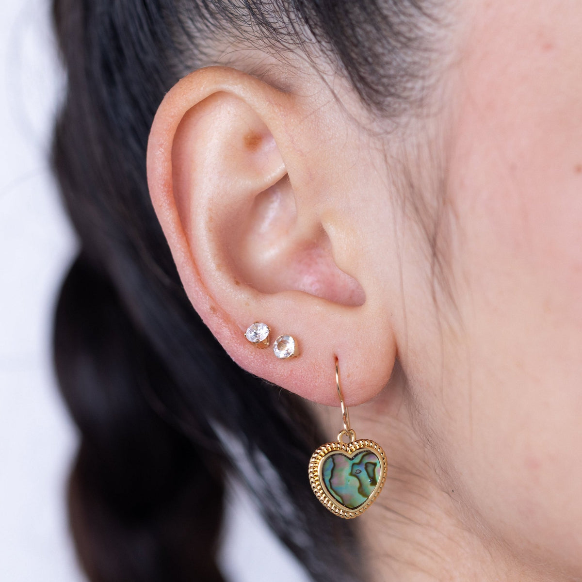 Abalone Heart Gold Earring