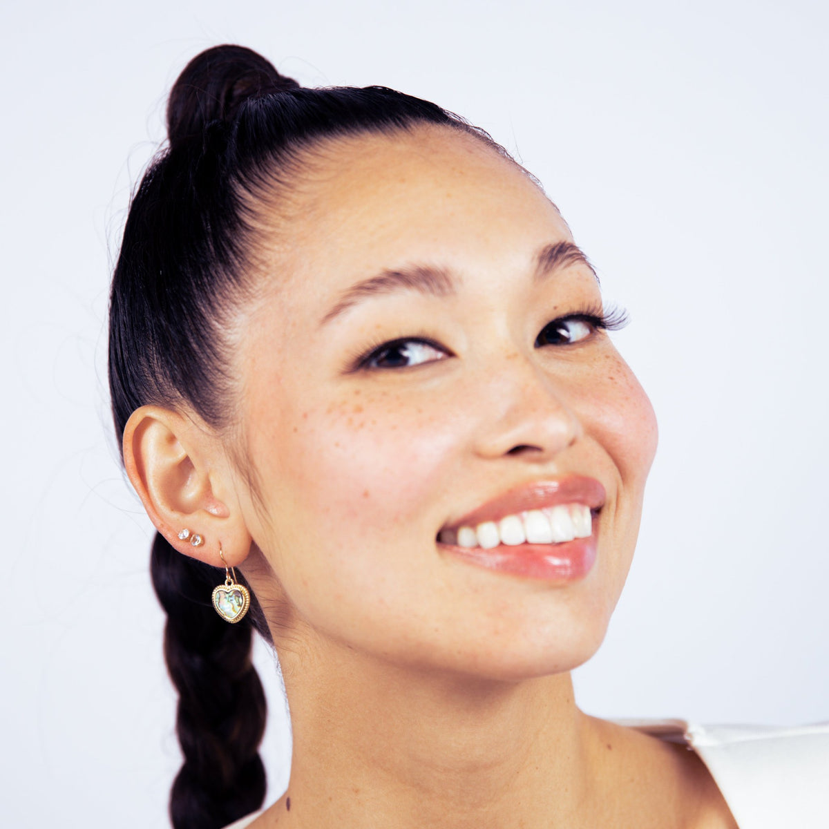 Abalone Heart Gold Earring