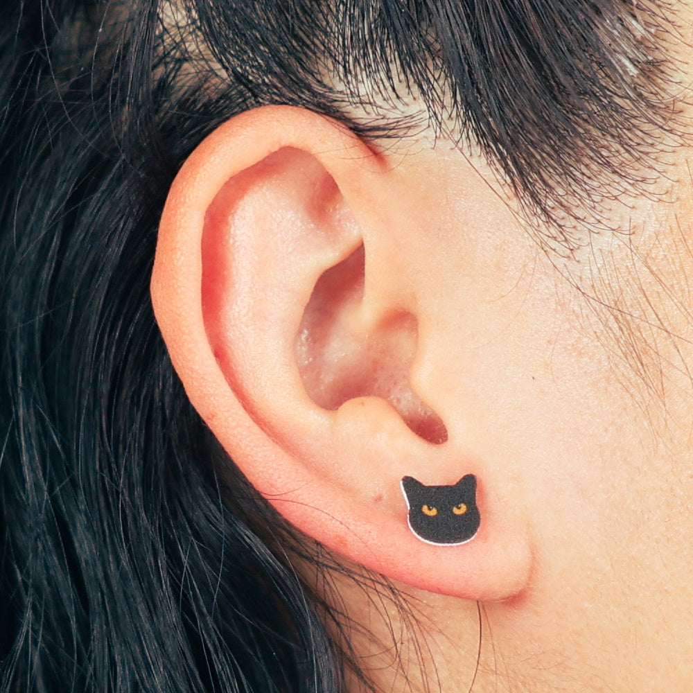 Black Cat Face Earring