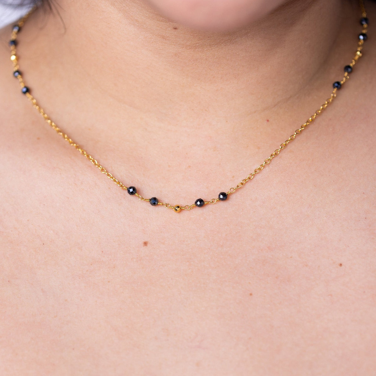 Black Pyrite and Gold Nugget Choker