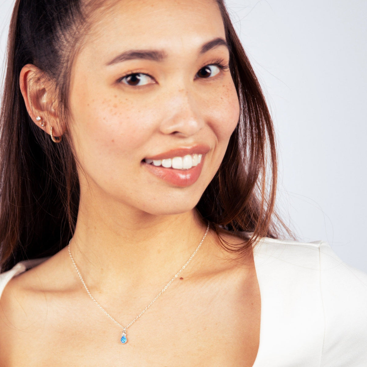 Blue Opal Silver Necklace