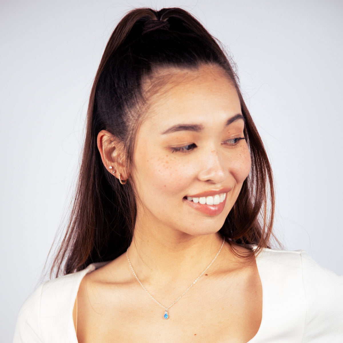 Blue Opal Silver Necklace