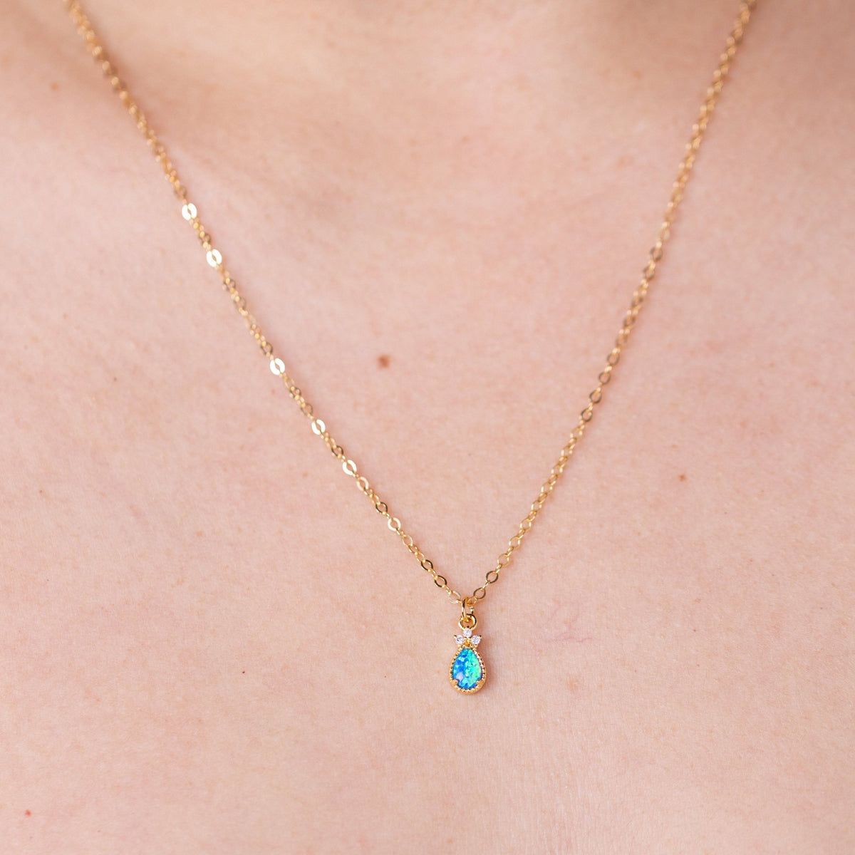 Blue Opal Gold Necklace