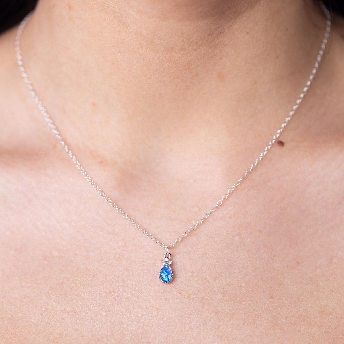 Blue Opal Silver Necklace