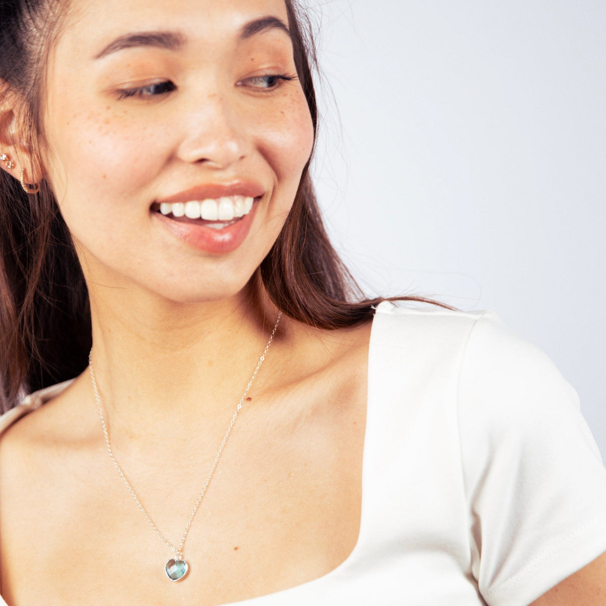 Blue Topaz Heart Silver Necklace