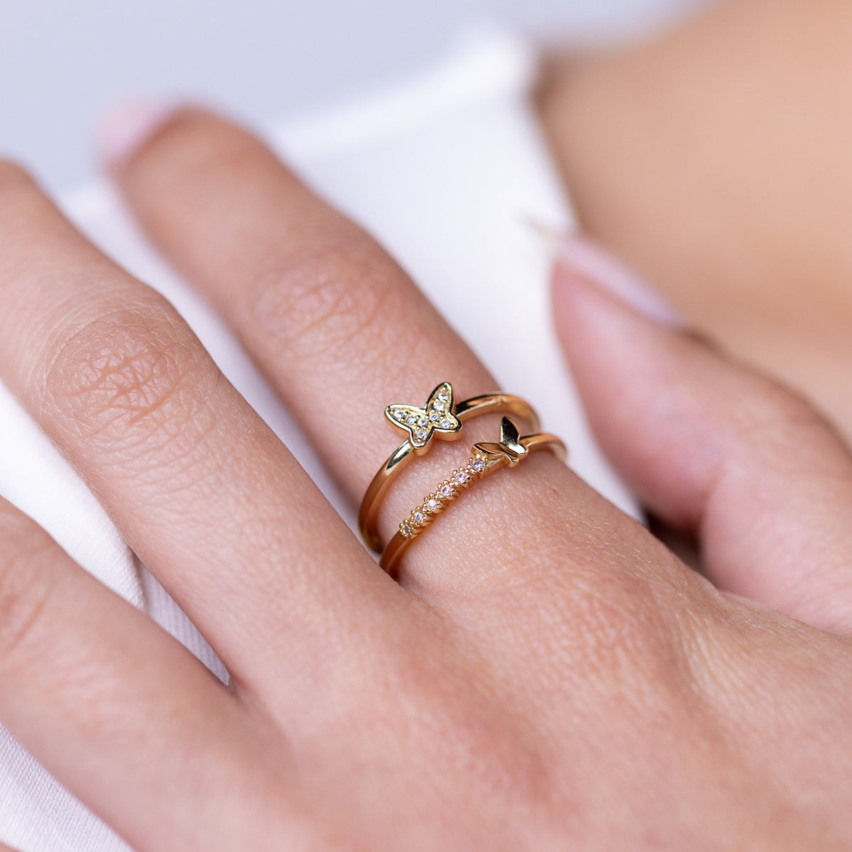 Butterfly Stack Adjustable Gold Ring