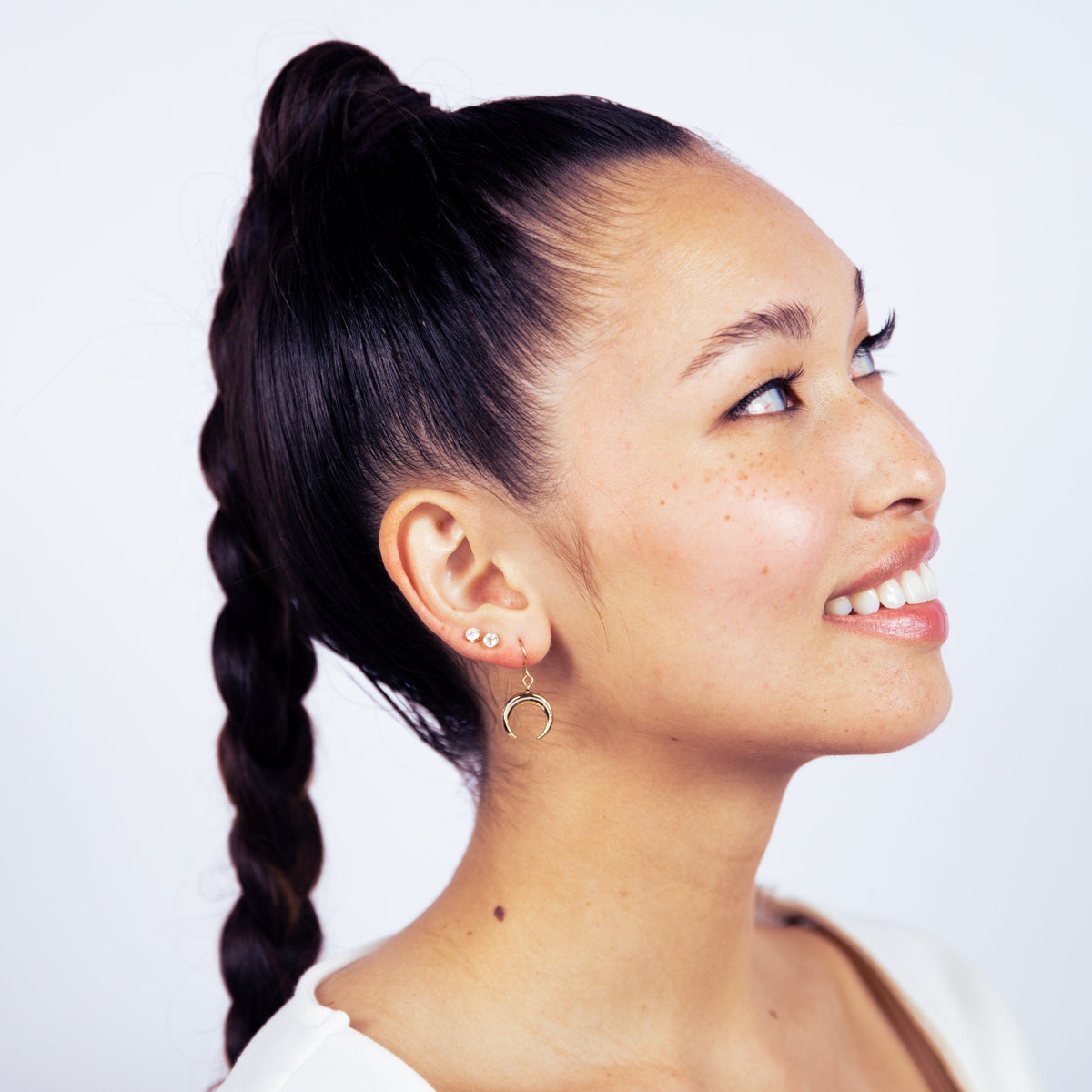 Crescent Moon Gold Charm Earring