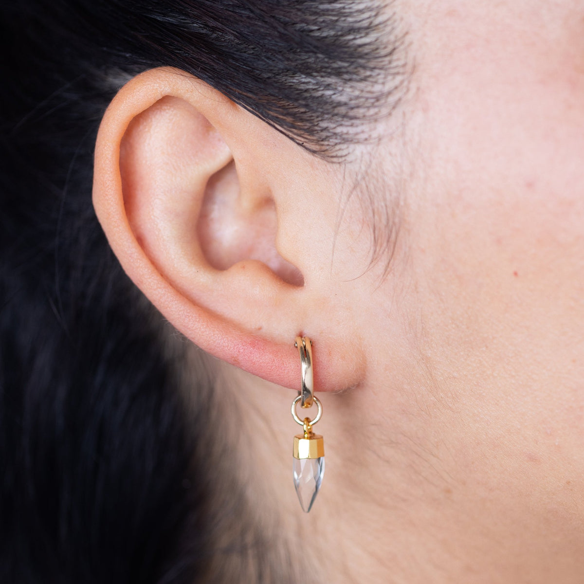 Crystal Spike Gold Hoop