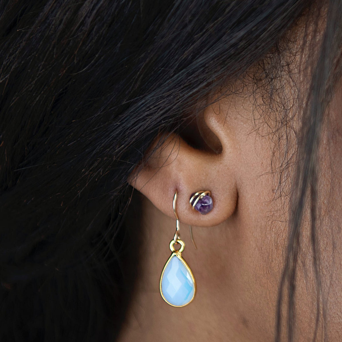 Opalite Teardrop Gold Earring
