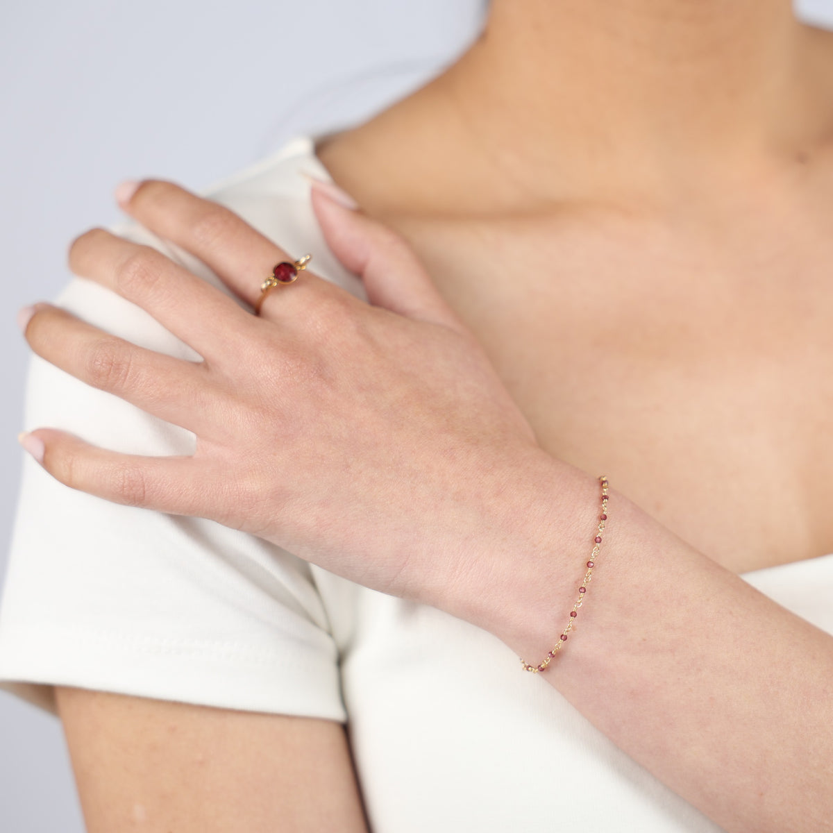 Dainty Garnet Bracelet