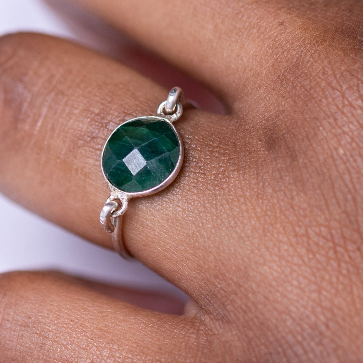 Emerald Silver Ring