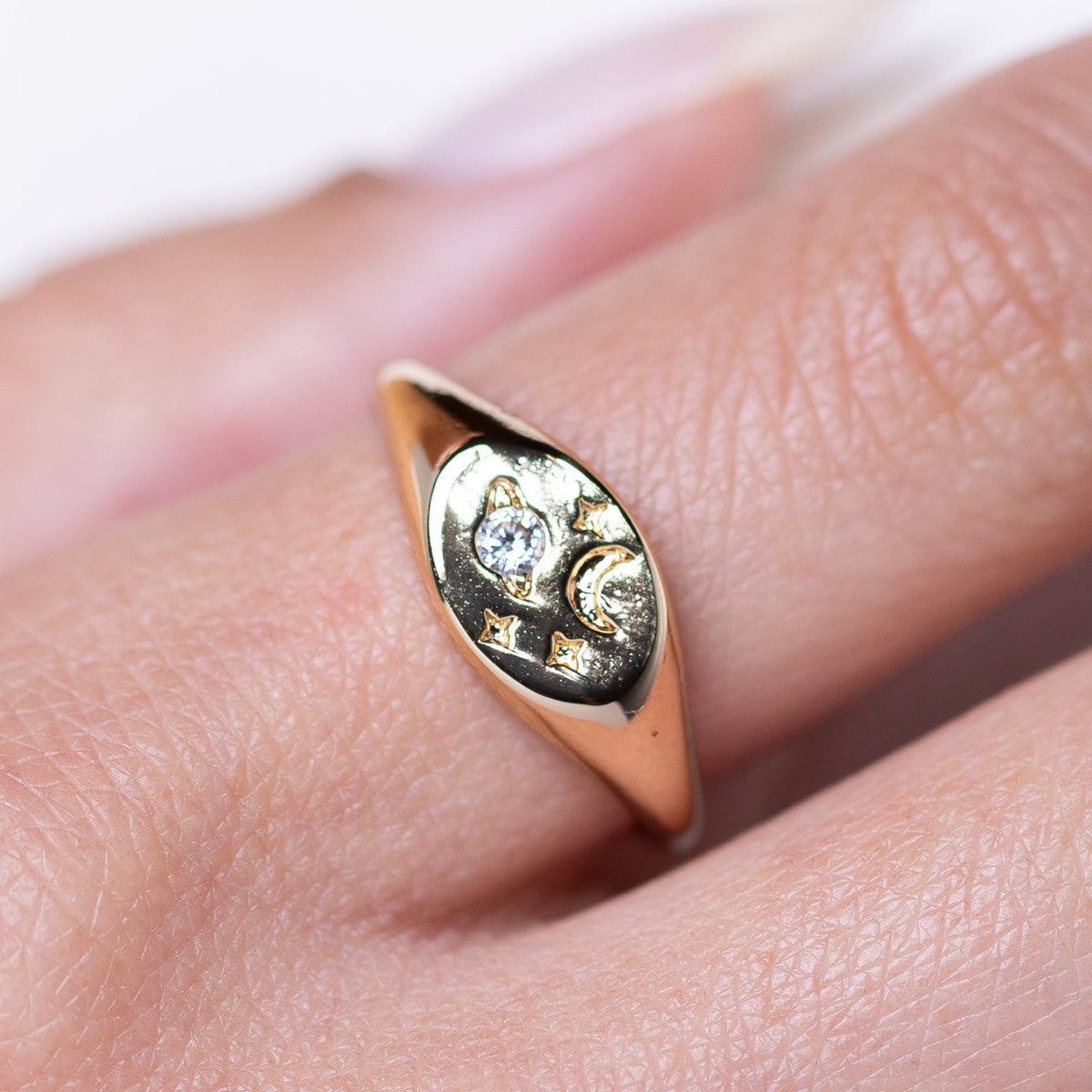 Galaxy Signet Adjustable Gold Ring