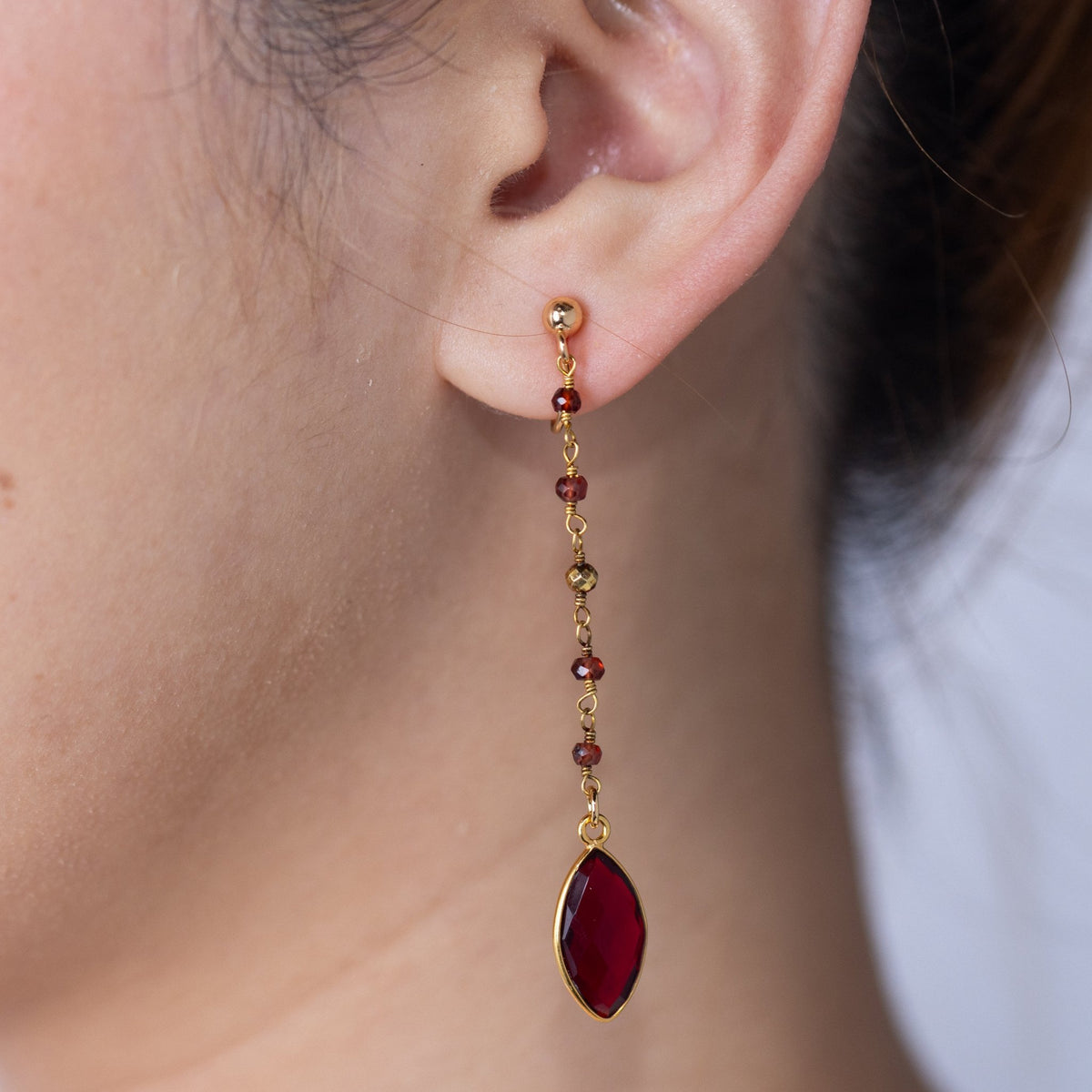 Garnet Marquise Dangle Earring