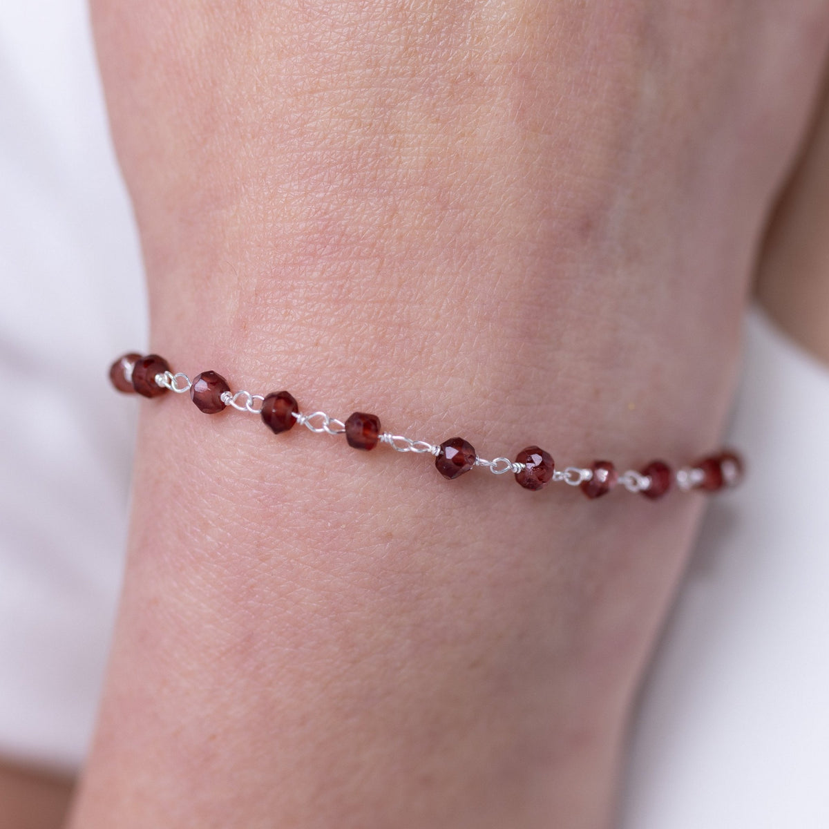 Garnet Silver Bracelet