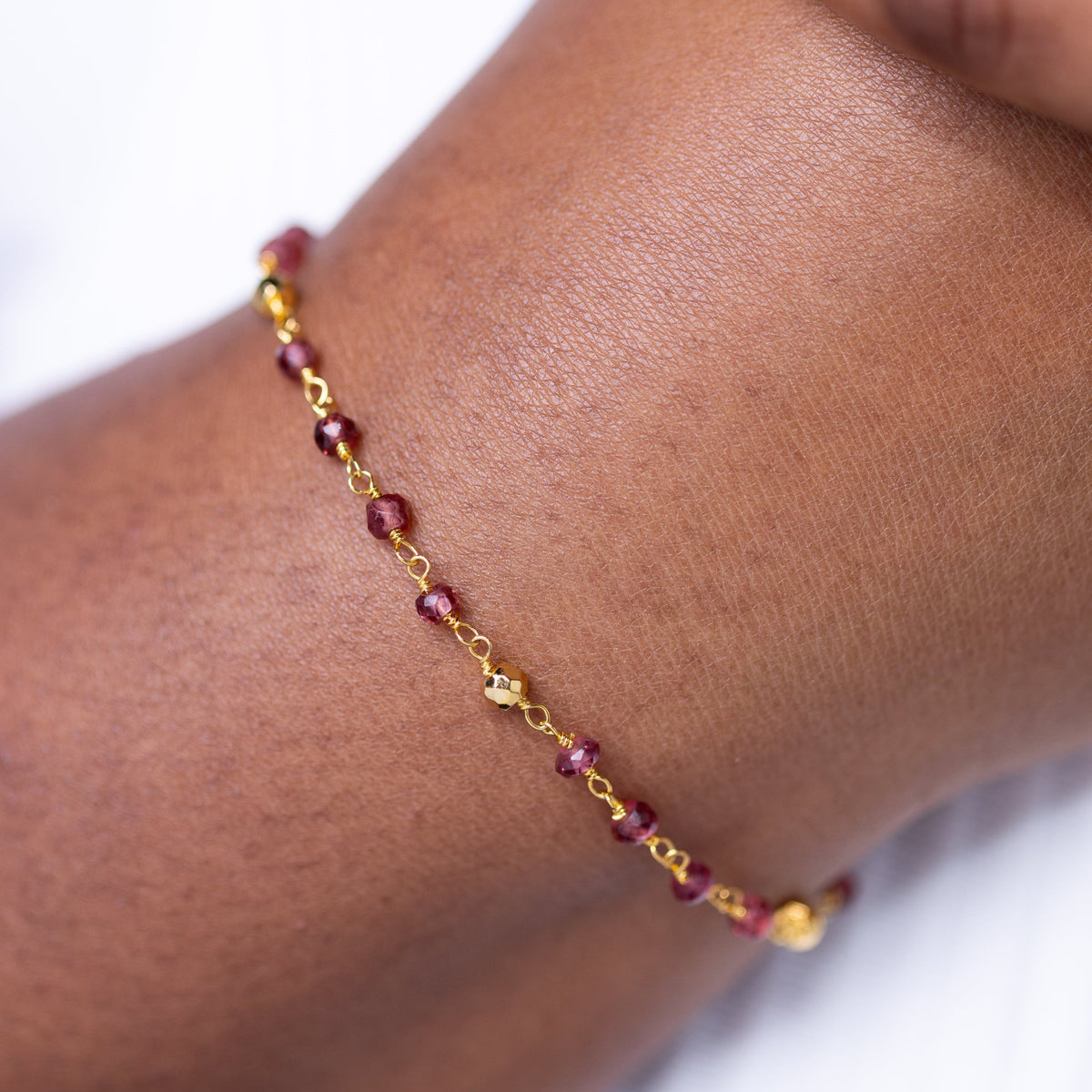 Garnet and Gold Nugget Bracelet