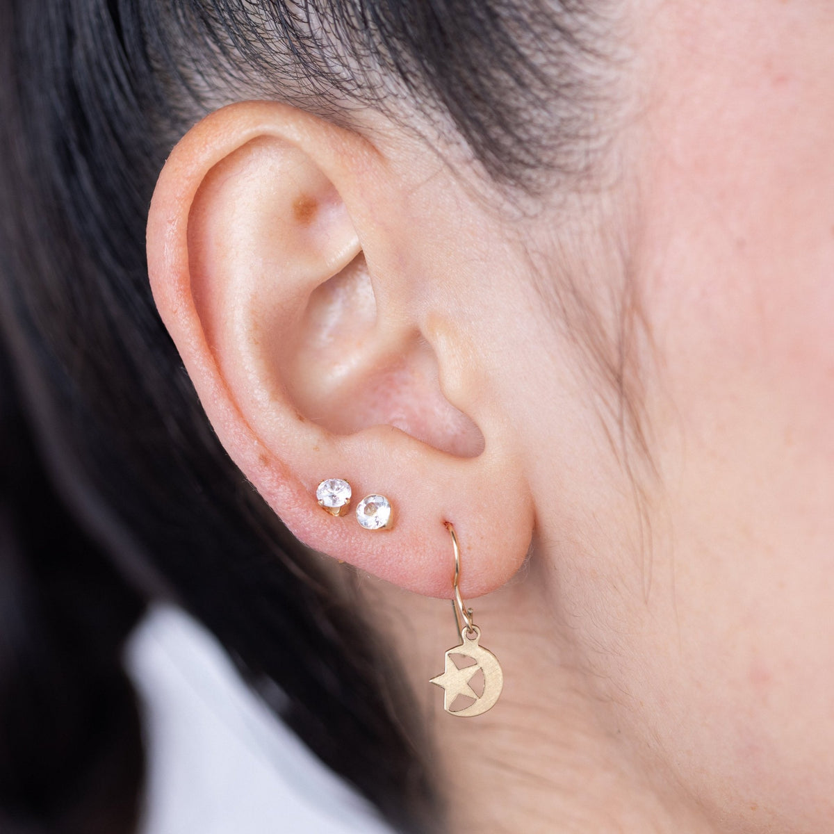Classic Star and Moon Charm Earring