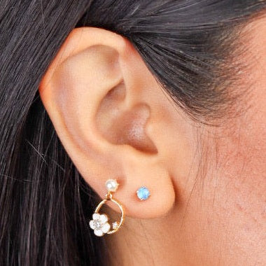 Blue Opal Stud Earring