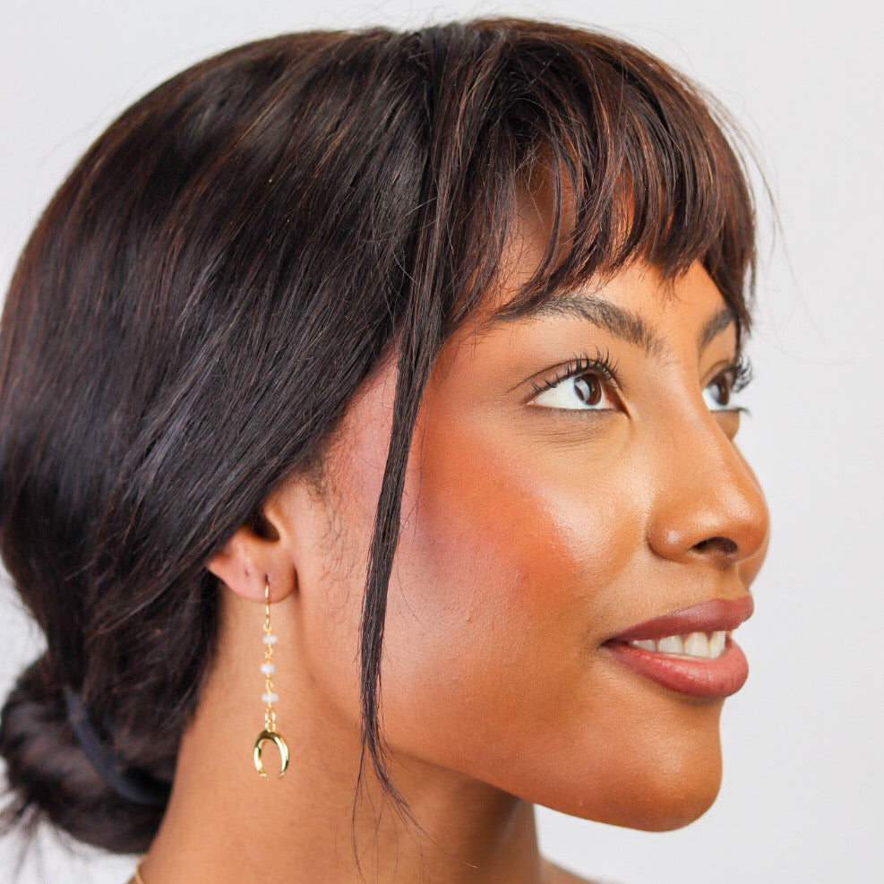 Crescent Moon with Moonstone Dangle Earring