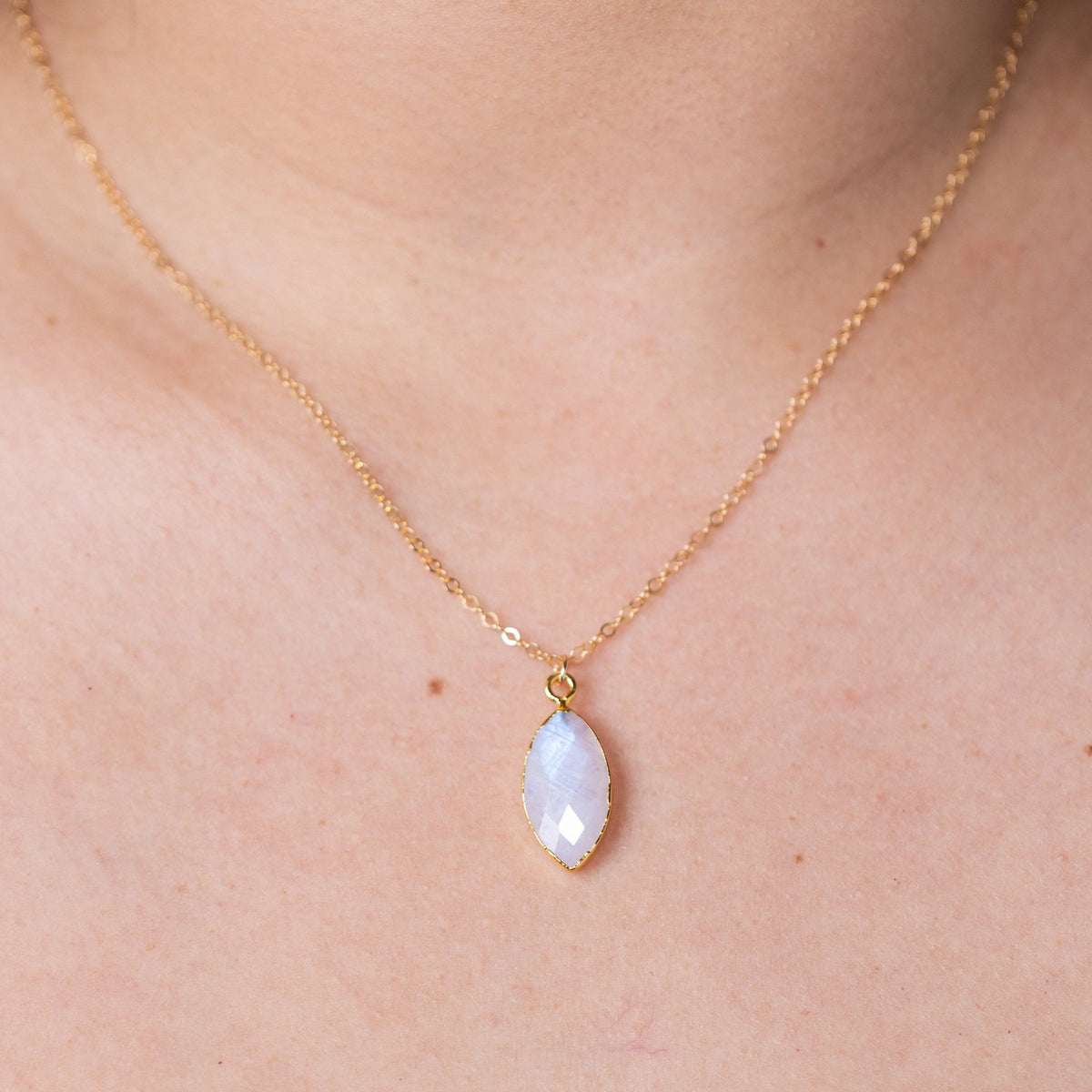Moonstone Marquise Gem Necklace