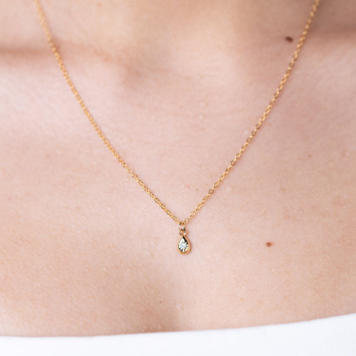 Gold Teardrop Charm Necklace