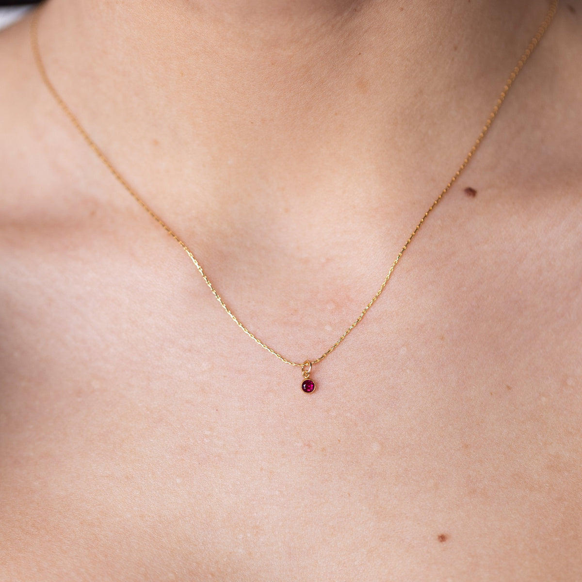 Red Cubic Zirconia Charm Necklace