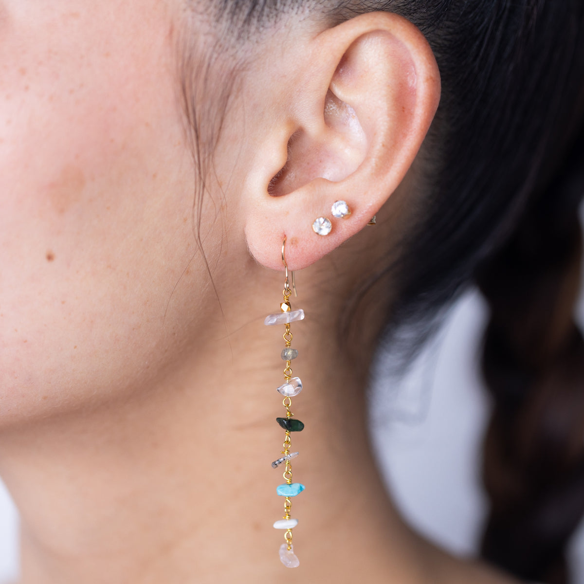 Raw Nugget Gemstone Dangle Earring