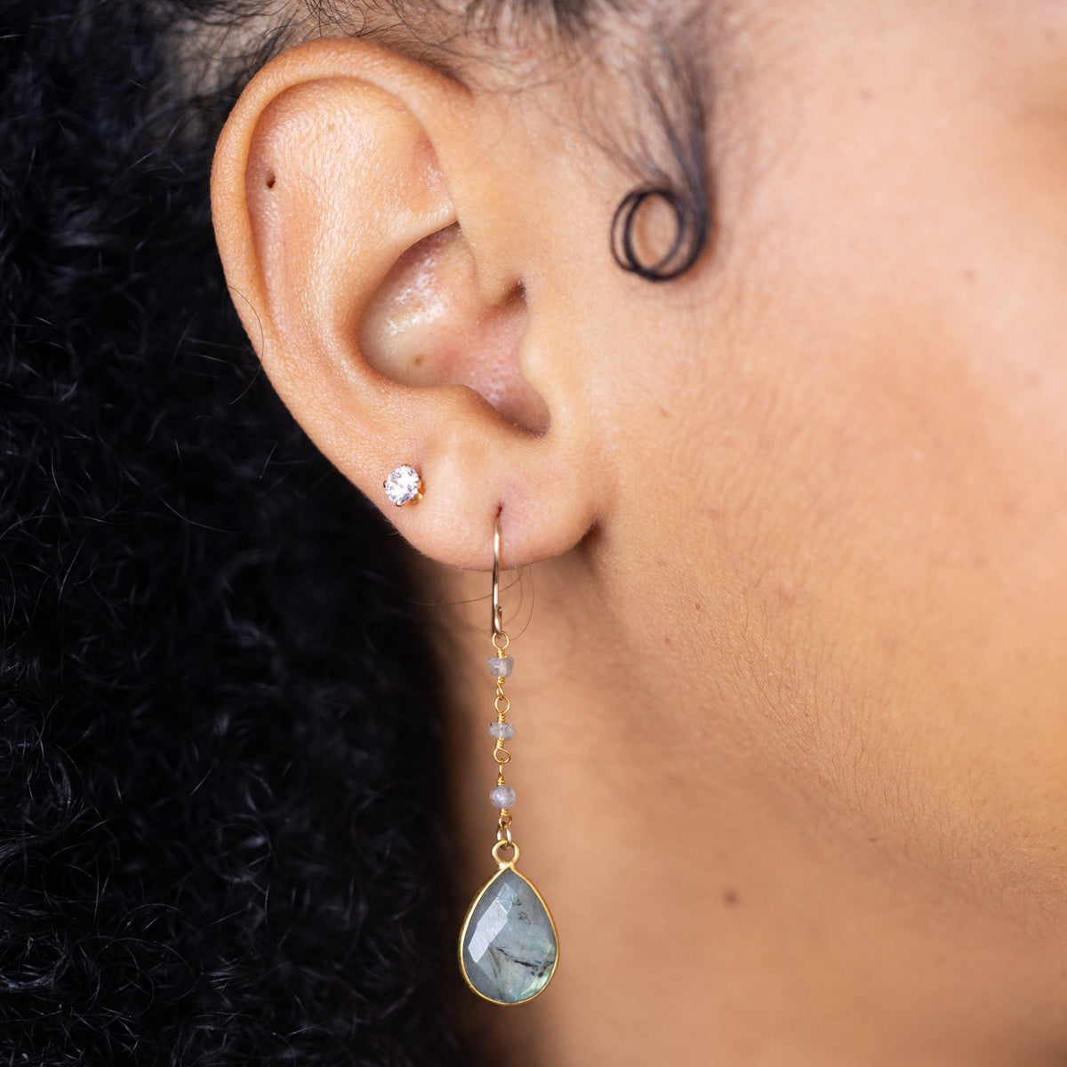 Labradorite Teardrop Dangle Earring