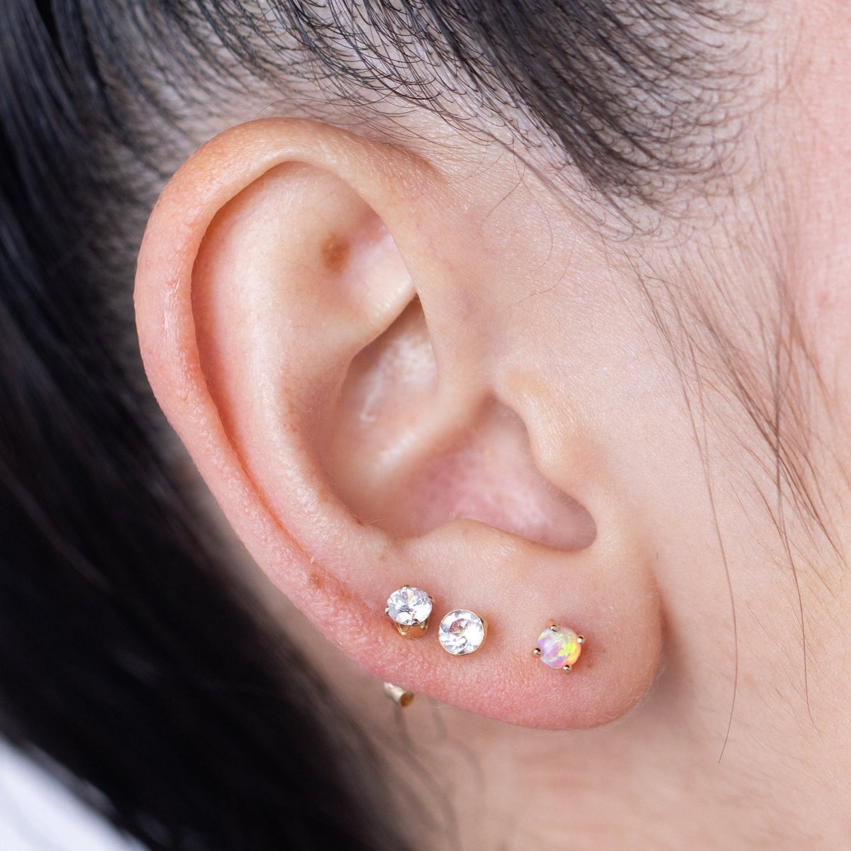 Pink Opal Stud Earring