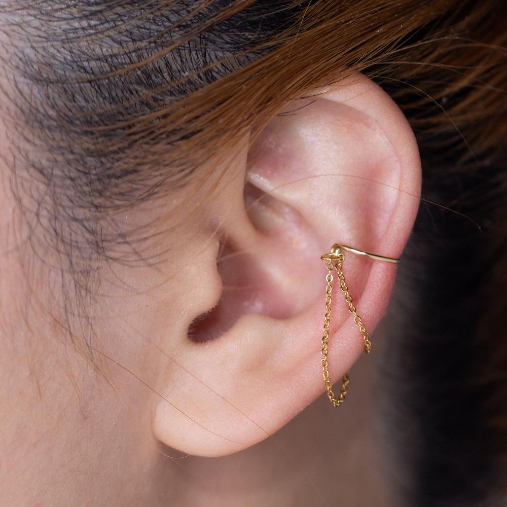 Double Chain Dangle Gold Cuff