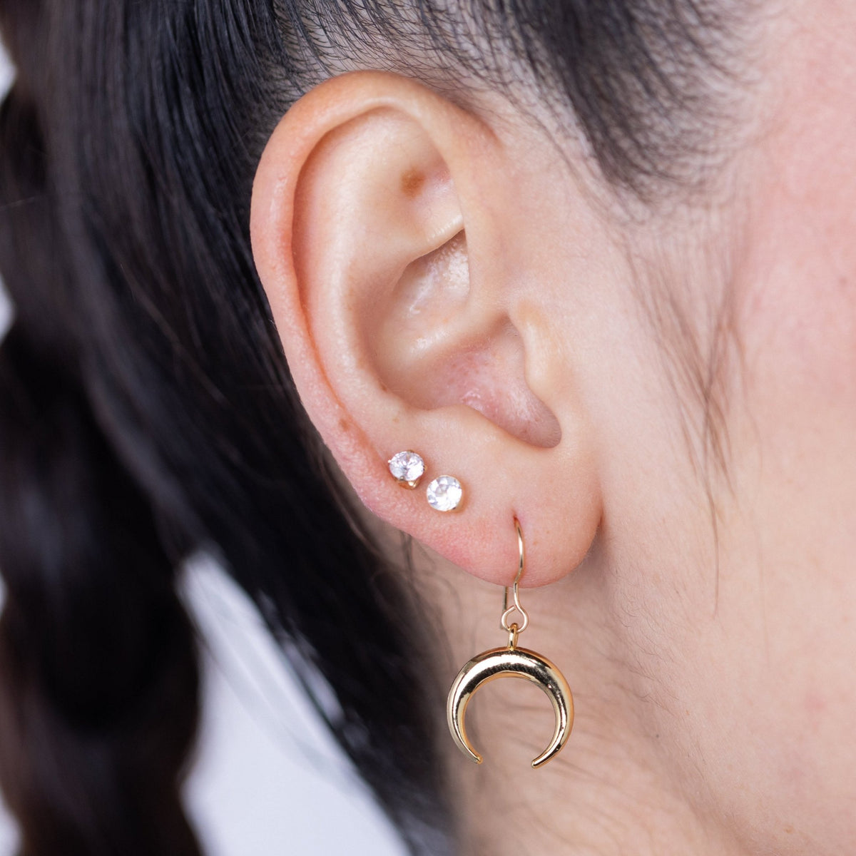 Crescent Moon Gold Charm Earring