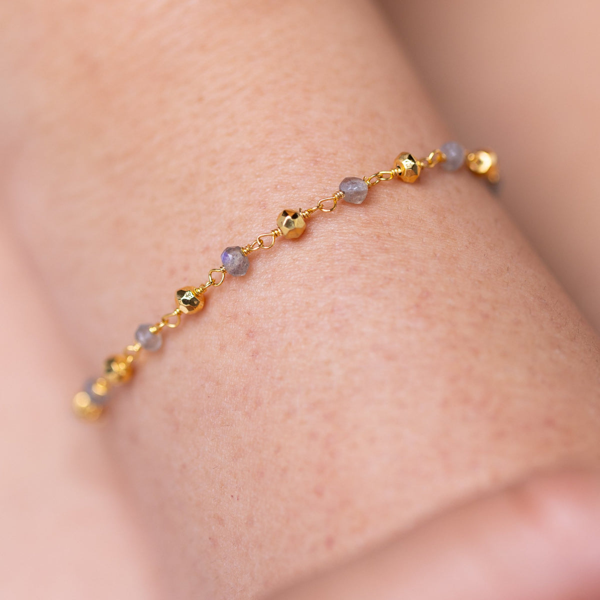 Labradorite and Gold Nugget Bracelet