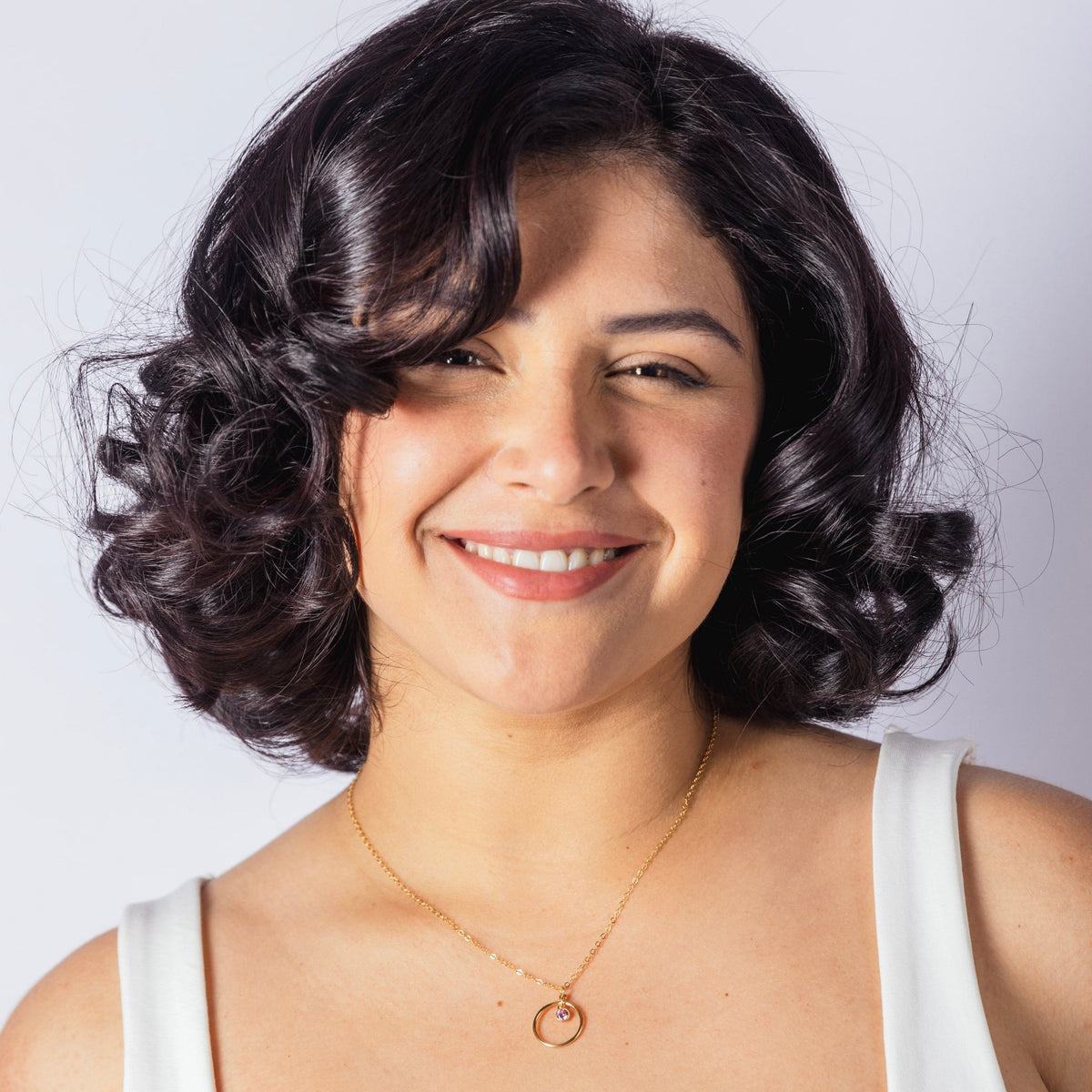 Large Pink Infinity Circle Gold Charm Necklace