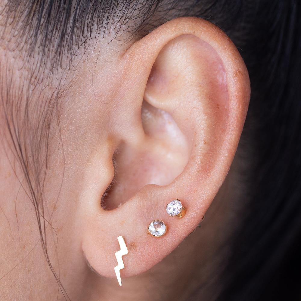 Lightning Bolt Gold Stud Earring