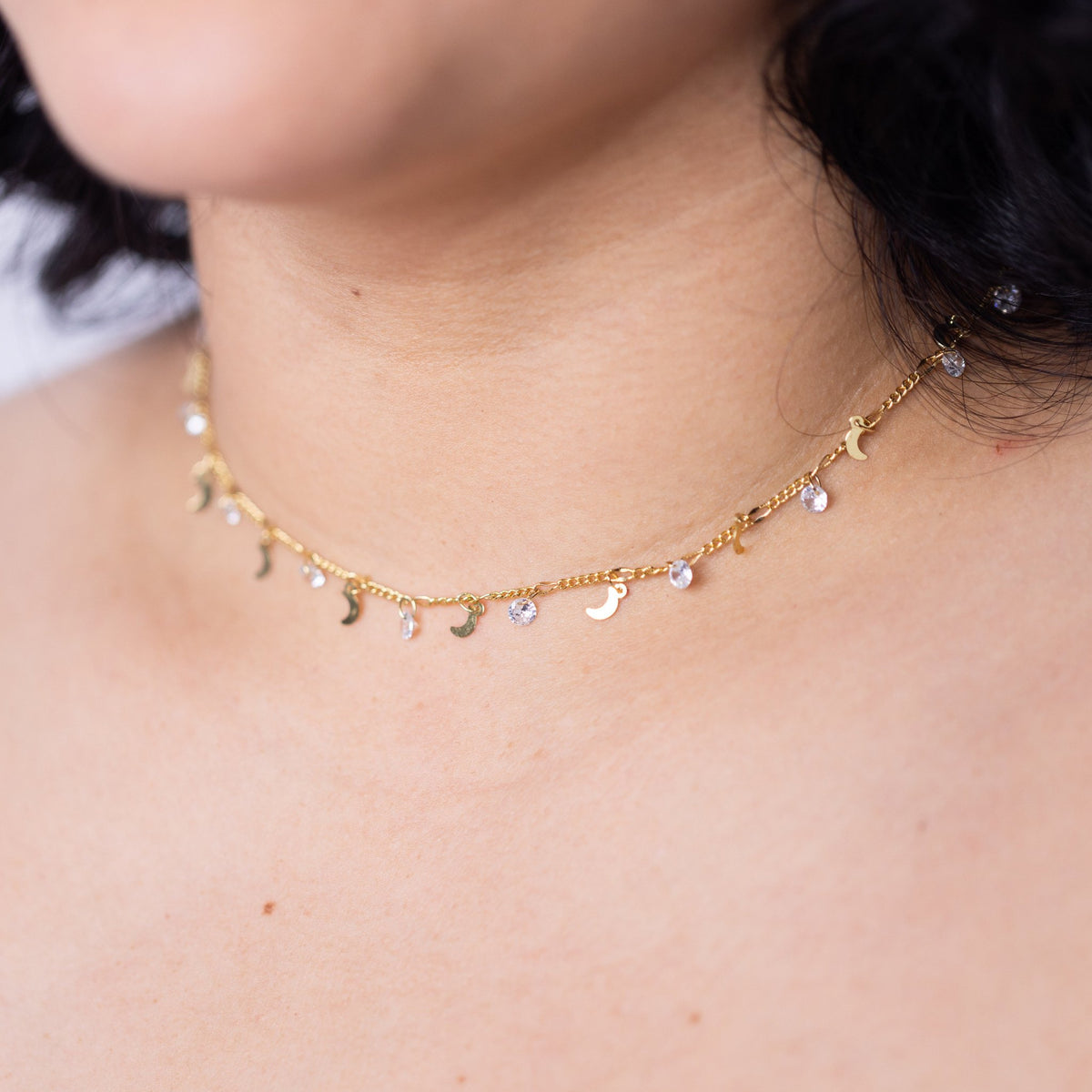 Moon Charm Sparkle Choker