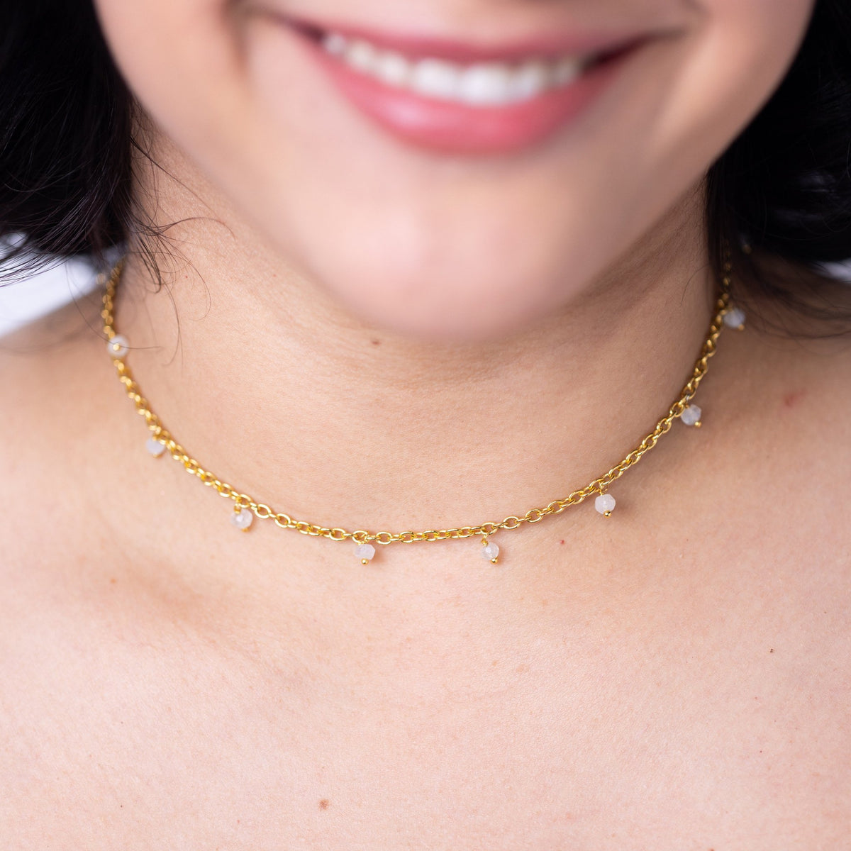 Moonstone Dangle Gemstone Choker