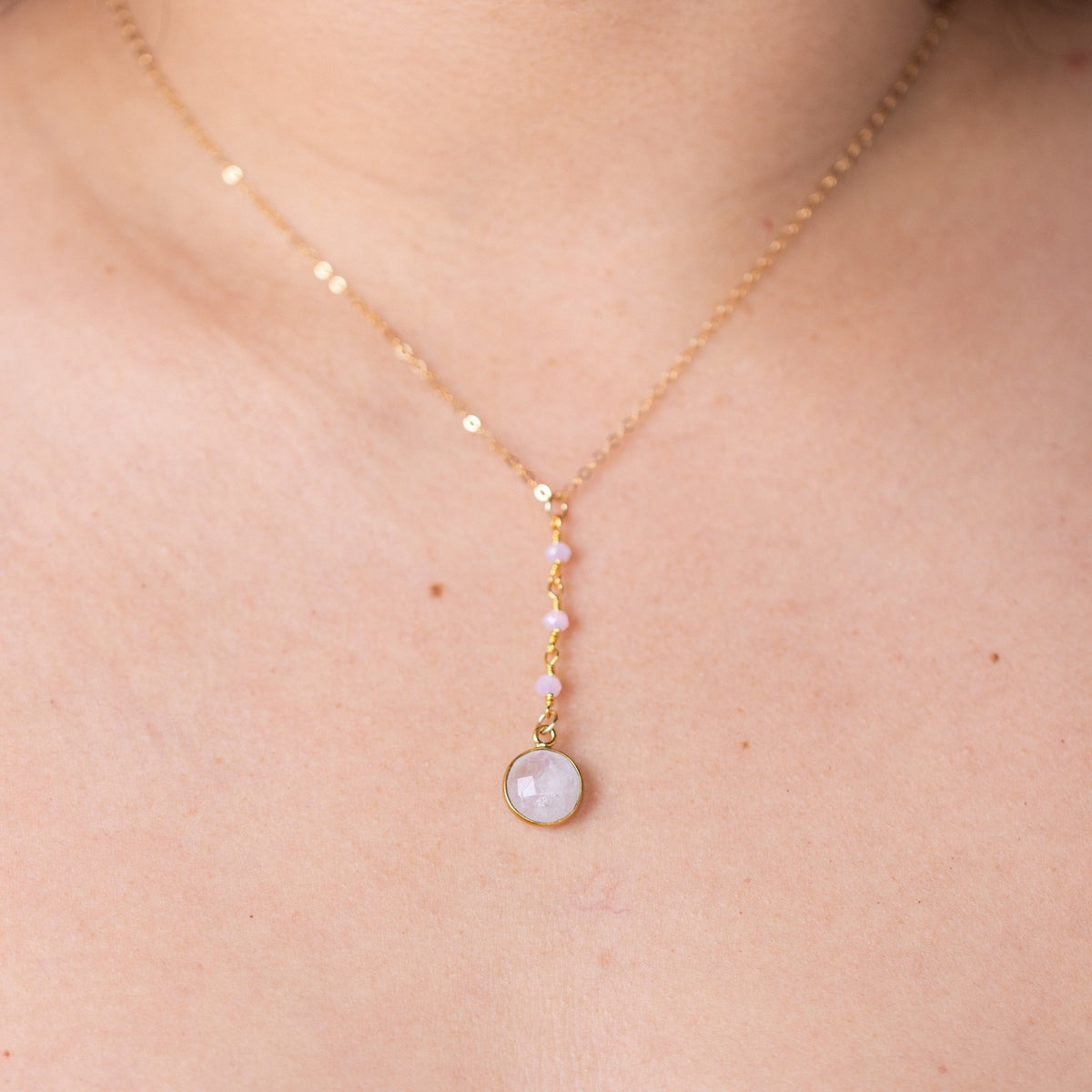 Moonstone Lariat Necklace